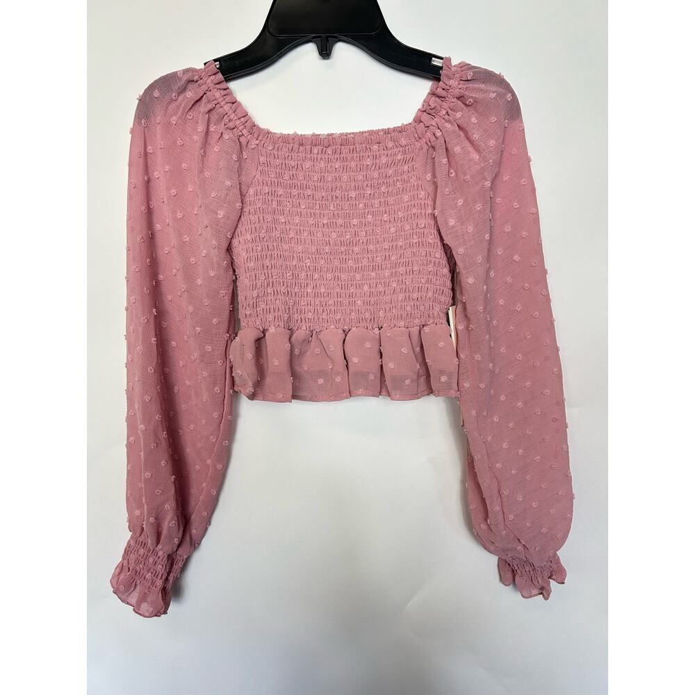 Aqua Girls Pink‎ Swiss Dot Smocked Shirt Size M 9/10